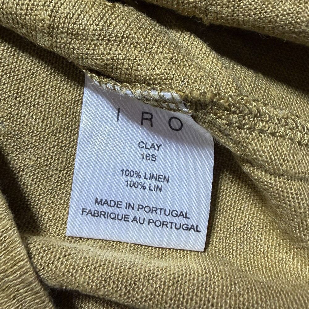 Iro Distressed Tee T-Shirt Women's Small Army Green Clay Linen Short Sleeve Top - Picture 9 of 10